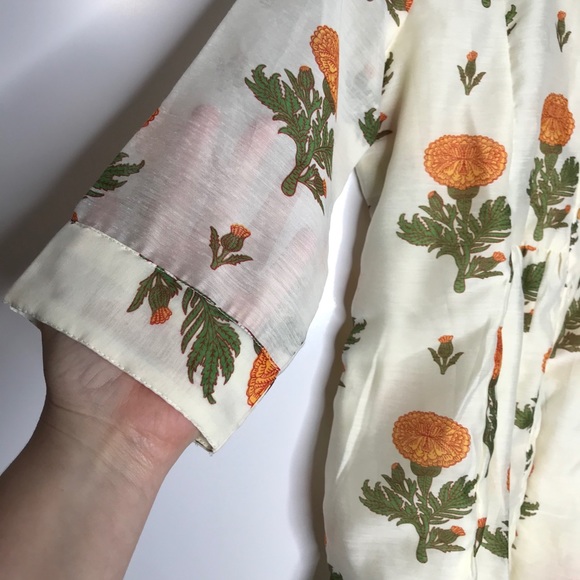 Rangriti floral blouse full button front pleated - Picture 6 of 15